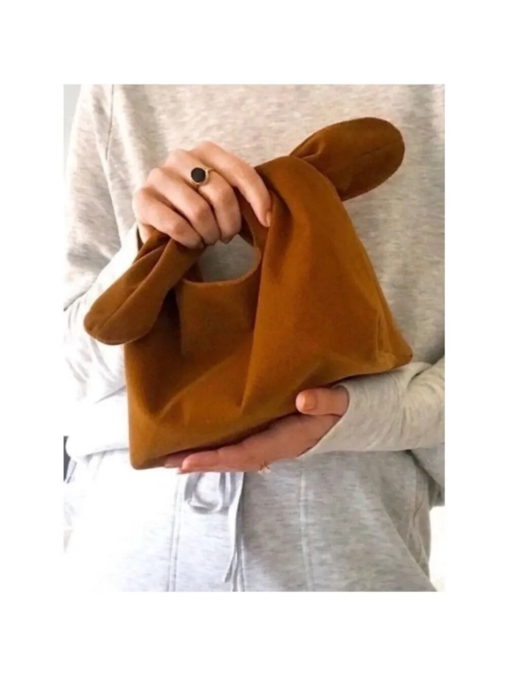 Merit Corduroy Makeup Bag Cosmetic Case Pouch Bag Tie Closure Brown Tan NWOT